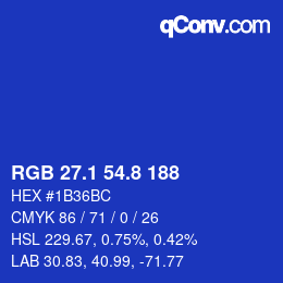 カラーコード: RGB 27.1 54.8 188 | qconv.com