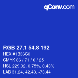 カラーコード: RGB 27.1 54.8 192 | qconv.com