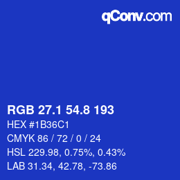 カラーコード: RGB 27.1 54.8 193 | qconv.com