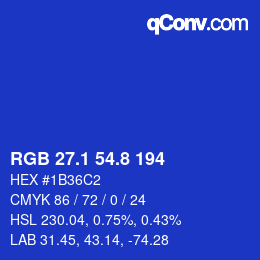カラーコード: RGB 27.1 54.8 194 | qconv.com