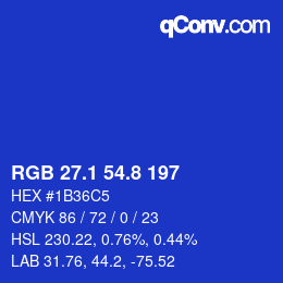 カラーコード: RGB 27.1 54.8 197 | qconv.com