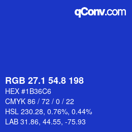 カラーコード: RGB 27.1 54.8 198 | qconv.com