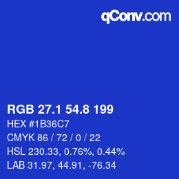 カラーコード: RGB 27.1 54.8 199 | qconv.com