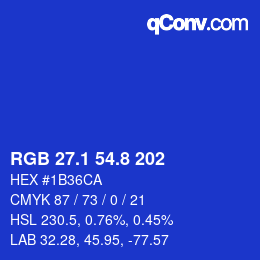 カラーコード: RGB 27.1 54.8 202 | qconv.com