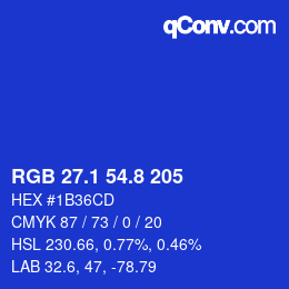 カラーコード: RGB 27.1 54.8 205 | qconv.com