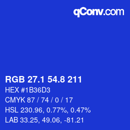 カラーコード: RGB 27.1 54.8 211 | qconv.com