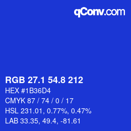 カラーコード: RGB 27.1 54.8 212 | qconv.com