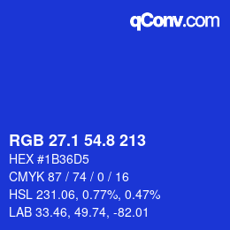 カラーコード: RGB 27.1 54.8 213 | qconv.com
