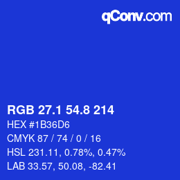 カラーコード: RGB 27.1 54.8 214 | qconv.com