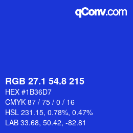 カラーコード: RGB 27.1 54.8 215 | qconv.com