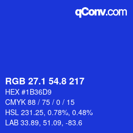 カラーコード: RGB 27.1 54.8 217 | qconv.com