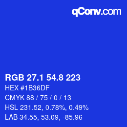 カラーコード: RGB 27.1 54.8 223 | qconv.com