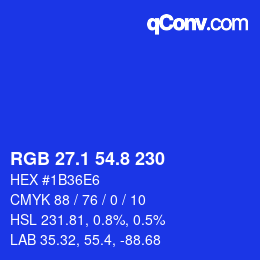 カラーコード: RGB 27.1 54.8 230 | qconv.com