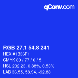 カラーコード: RGB 27.1 54.8 241 | qconv.com