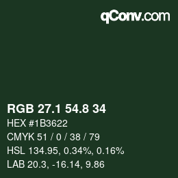 カラーコード: RGB 27.1 54.8 34 | qconv.com