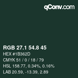 Color code: RGB 27.1 54.8 45 | qconv.com
