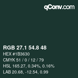 Color code: RGB 27.1 54.8 48 | qconv.com