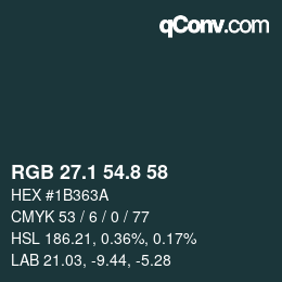 Color code: RGB 27.1 54.8 58 | qconv.com