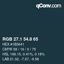 Color code: RGB 27.1 54.8 65 | qconv.com