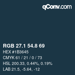 カラーコード: RGB 27.1 54.8 69 | qconv.com