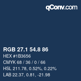 カラーコード: RGB 27.1 54.8 86 | qconv.com