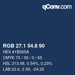 Color code: RGB 27.1 54.8 90 | qconv.com
