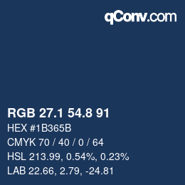 カラーコード: RGB 27.1 54.8 91 | qconv.com