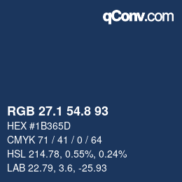 Color code: RGB 27.1 54.8 93 | qconv.com
