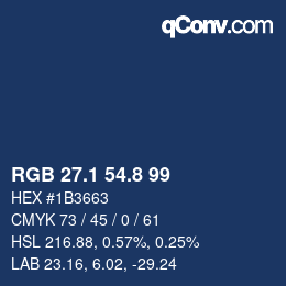Color code: RGB 27.1 54.8 99 | qconv.com