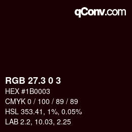 カラーコード: RGB 27.3 0 3 | qconv.com