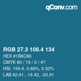 カラーコード: RGB 27.3 108.4 134 | qconv.com