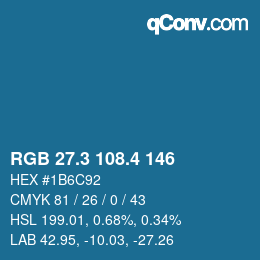 カラーコード: RGB 27.3 108.4 146 | qconv.com