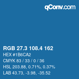 カラーコード: RGB 27.3 108.4 162 | qconv.com