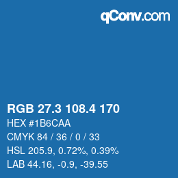 カラーコード: RGB 27.3 108.4 170 | qconv.com