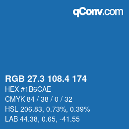 カラーコード: RGB 27.3 108.4 174 | qconv.com