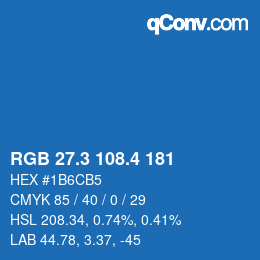 カラーコード: RGB 27.3 108.4 181 | qconv.com