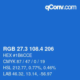 カラーコード: RGB 27.3 108.4 206 | qconv.com