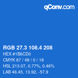 カラーコード: RGB 27.3 108.4 208 | qconv.com
