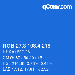 カラーコード: RGB 27.3 108.4 218 | qconv.com