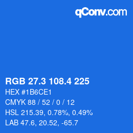 カラーコード: RGB 27.3 108.4 225 | qconv.com