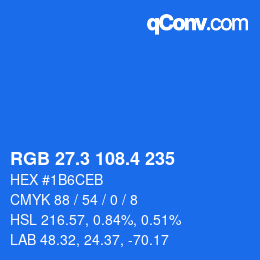 カラーコード: RGB 27.3 108.4 235 | qconv.com
