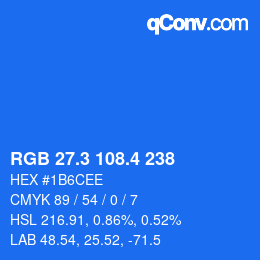 カラーコード: RGB 27.3 108.4 238 | qconv.com