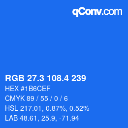 カラーコード: RGB 27.3 108.4 239 | qconv.com