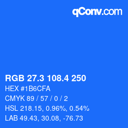 カラーコード: RGB 27.3 108.4 250 | qconv.com