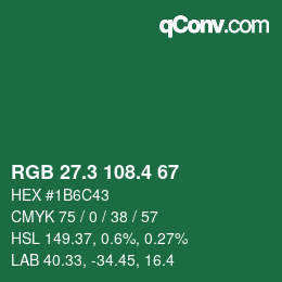 カラーコード: RGB 27.3 108.4 67 | qconv.com