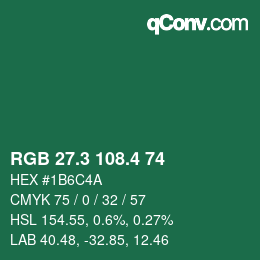 カラーコード: RGB 27.3 108.4 74 | qconv.com