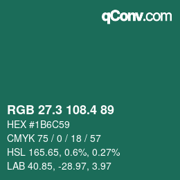 カラーコード: RGB 27.3 108.4 89 | qconv.com