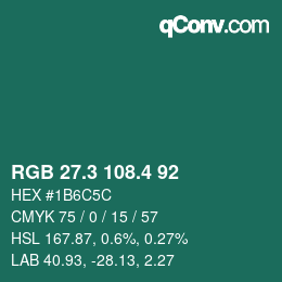 カラーコード: RGB 27.3 108.4 92 | qconv.com
