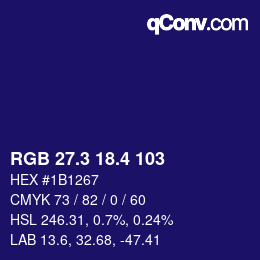 カラーコード: RGB 27.3 18.4 103 | qconv.com