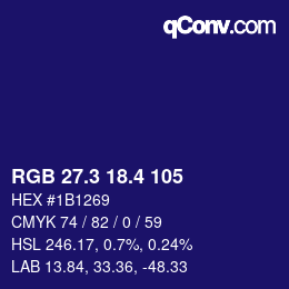 カラーコード: RGB 27.3 18.4 105 | qconv.com